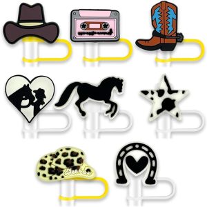 8Pcs Cowgirl Straw Cover for Cup